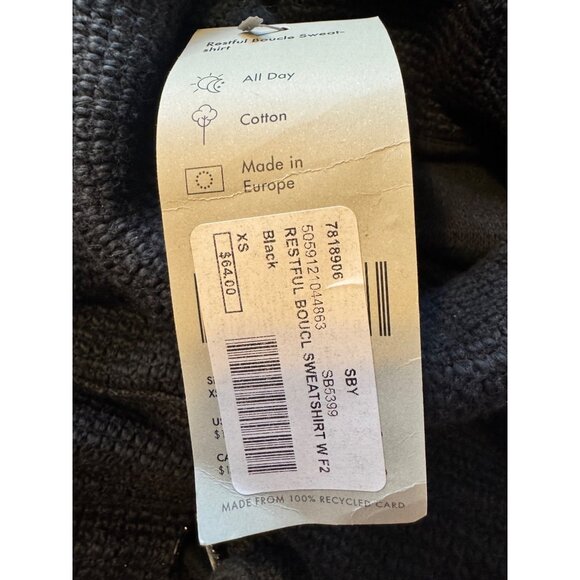 Sweaty Betty Restful Boucle Sweatshirt Size XS Black Waffle Knit NWT $ 64 Oversi - Picture 5 of 10